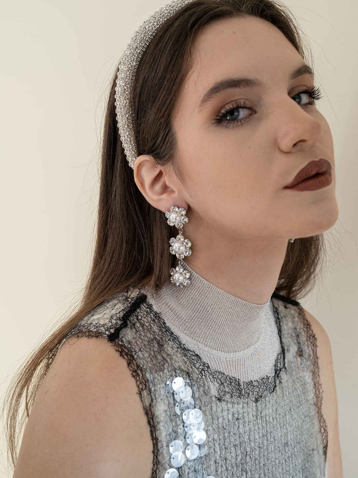 Gwen Floral Pearl Drop Earrings