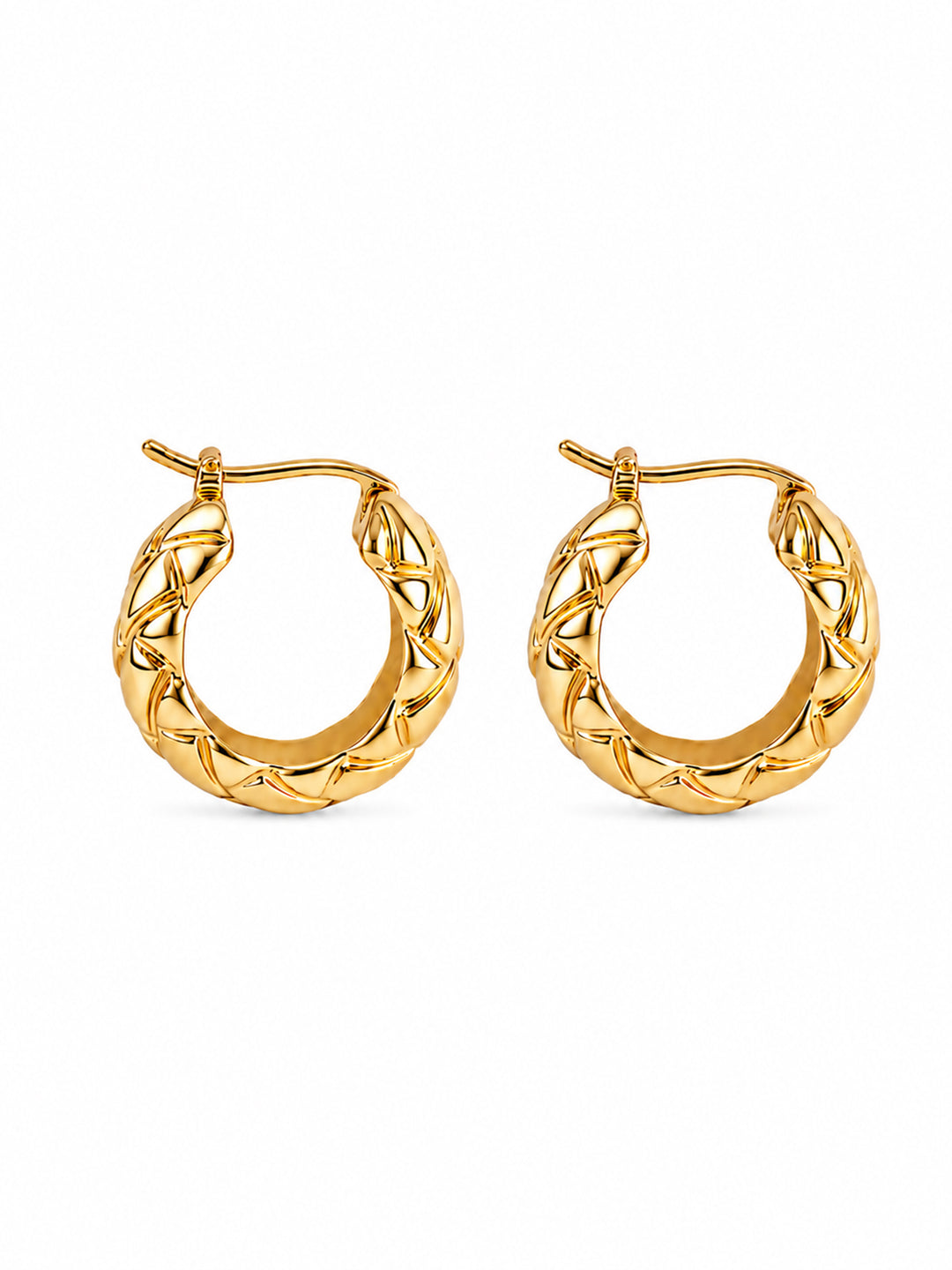 Herminia braided gold hoop earrings with sculptural texture
