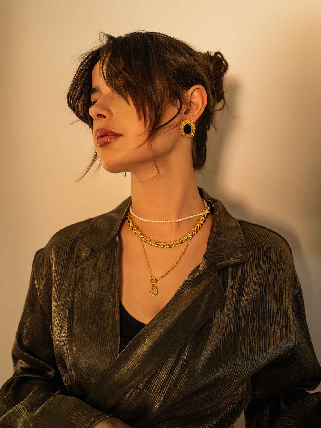Amber Tear Gold Necklace