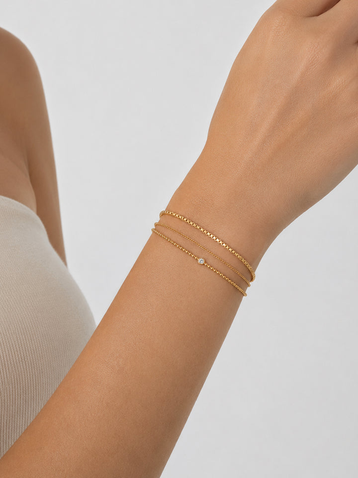 Gold-plated wrap bracelet with cubic zirconia detail