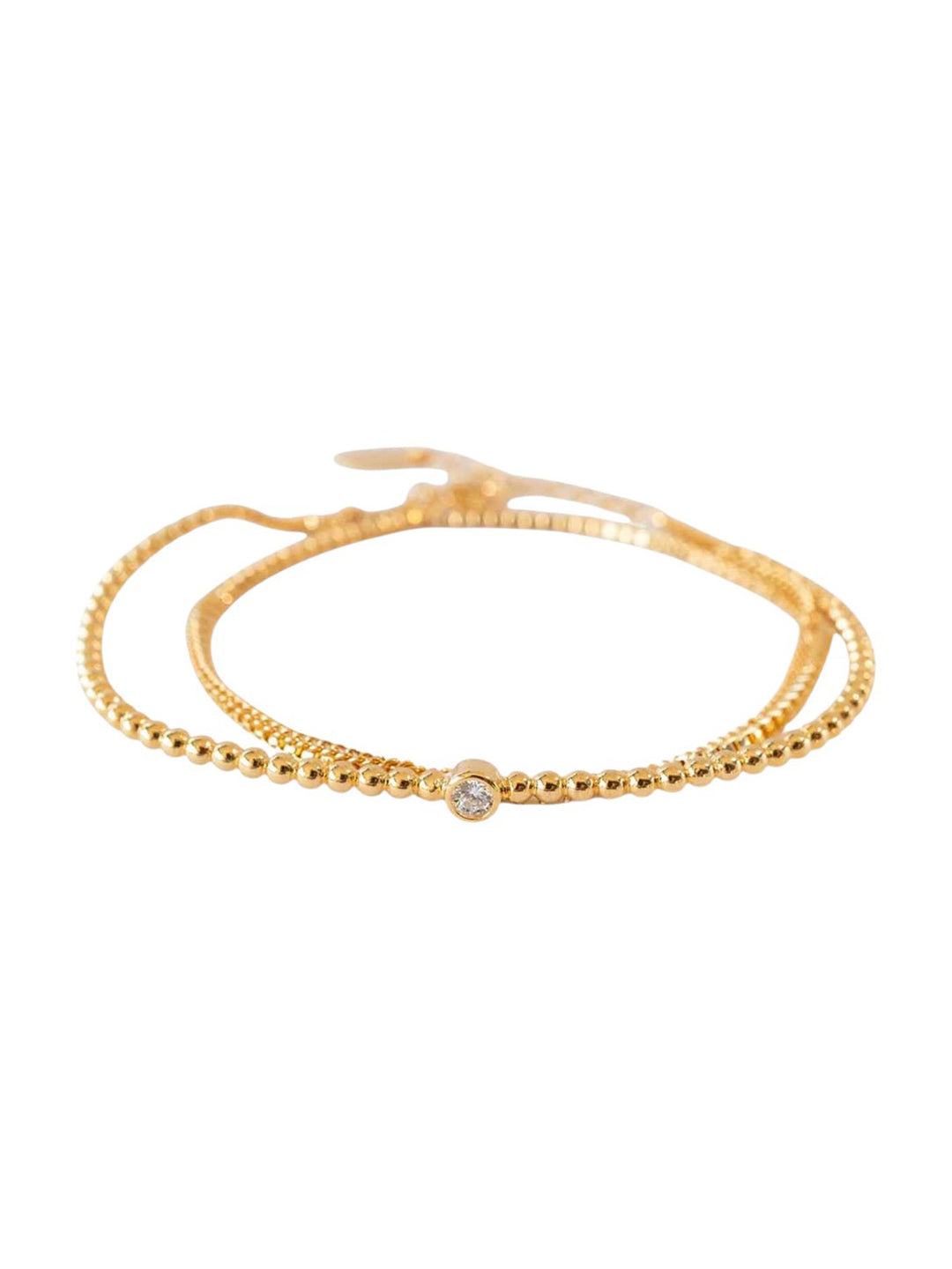 Ivalyn wrap bracelet with gold-plated bangle and fine chain