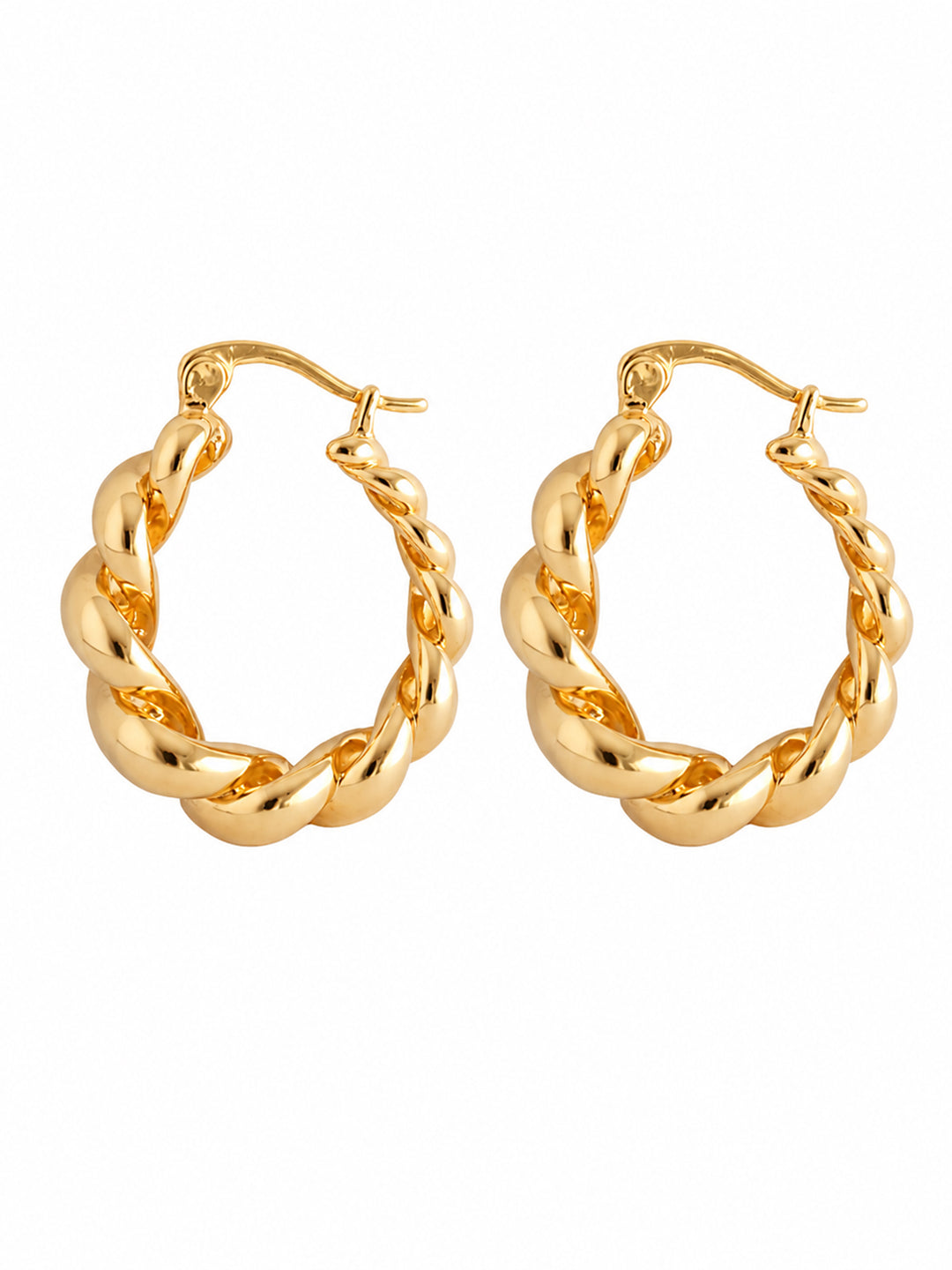 Ivona twisted hoops with polished gold-plated texture
