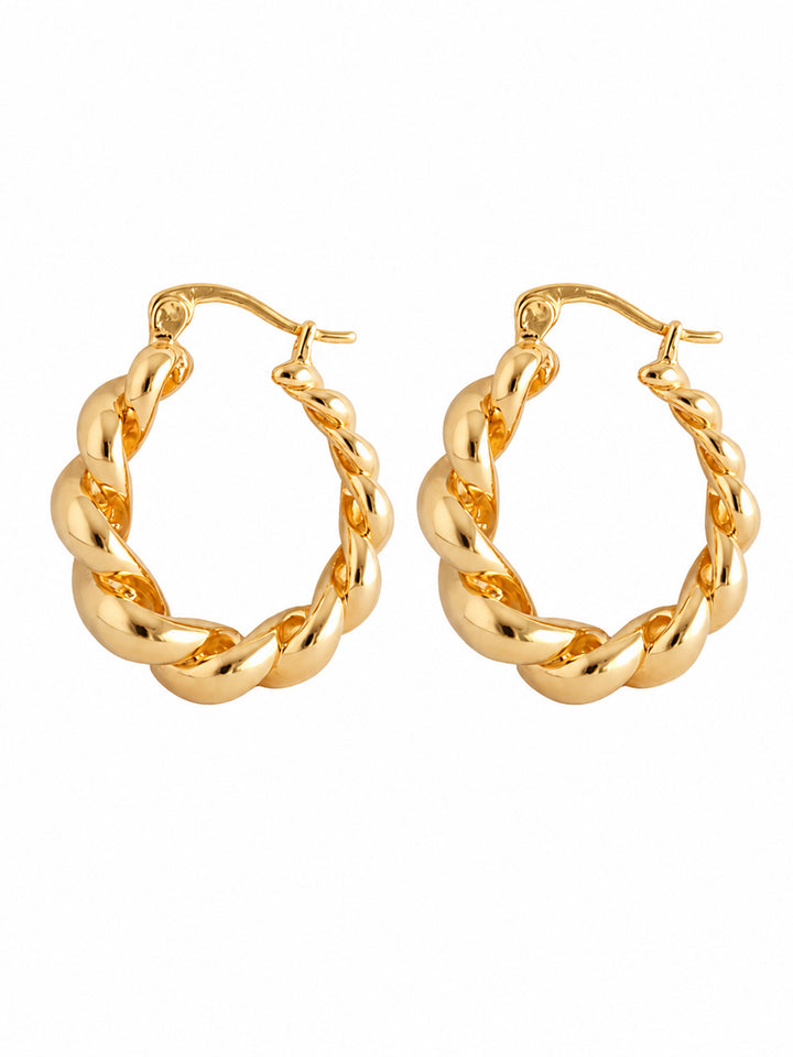 Ivona twisted hoops with polished gold-plated texture