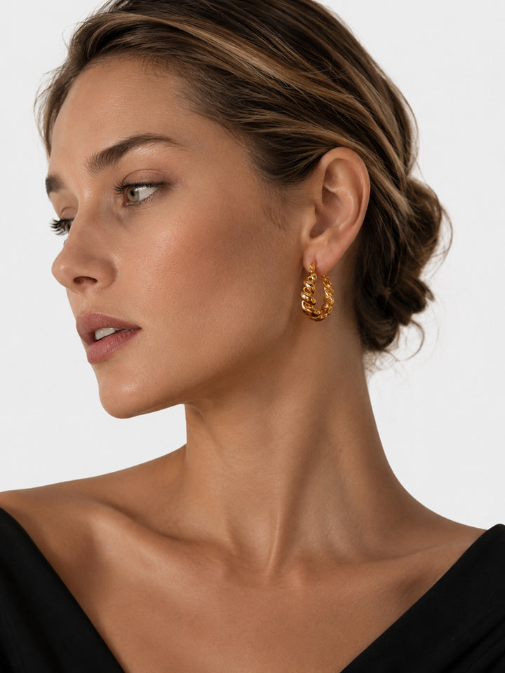 Ivona twisted hoops styled on model