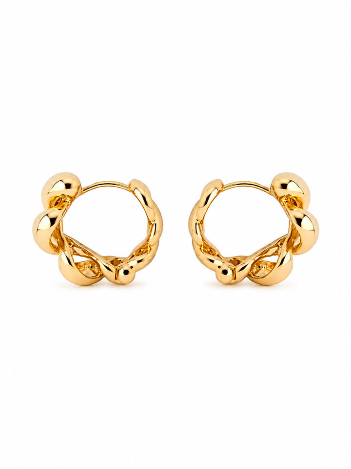 Jane textured gold hoop earrings with sculptural detail