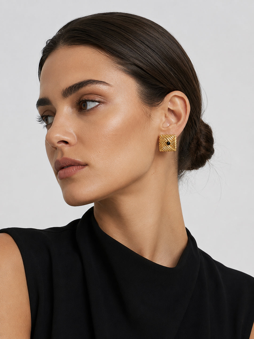 Jovana Black Crystal Earrings