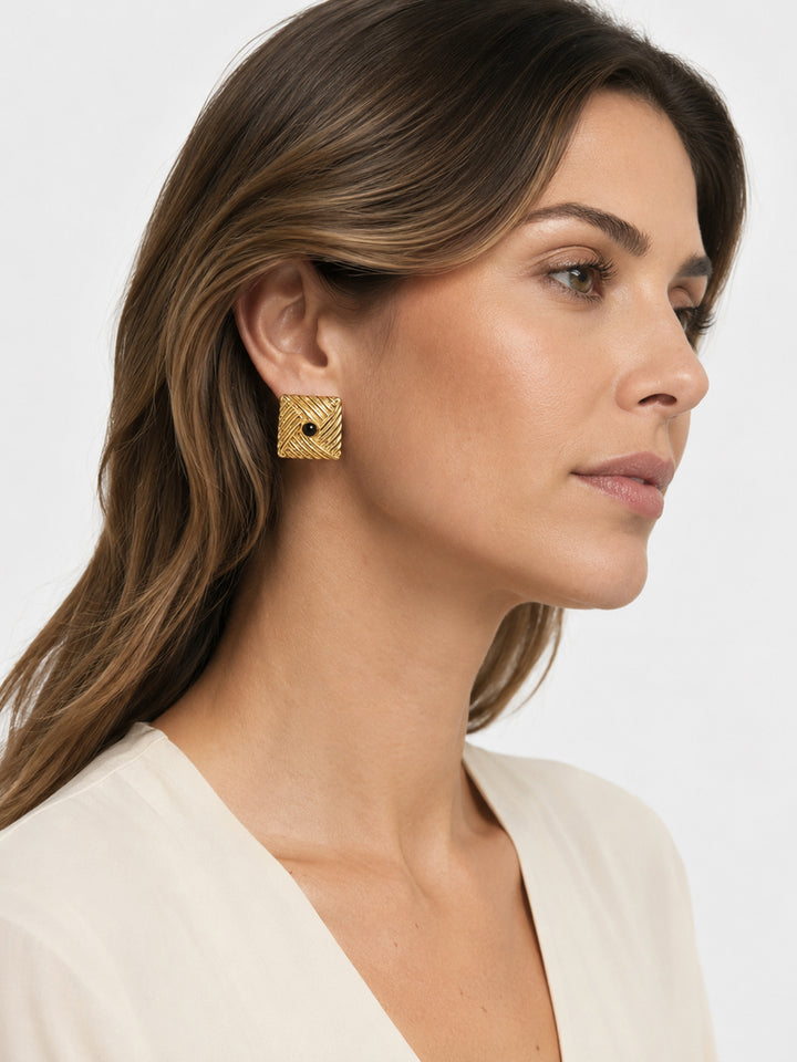 Jovana Black Crystal Earrings