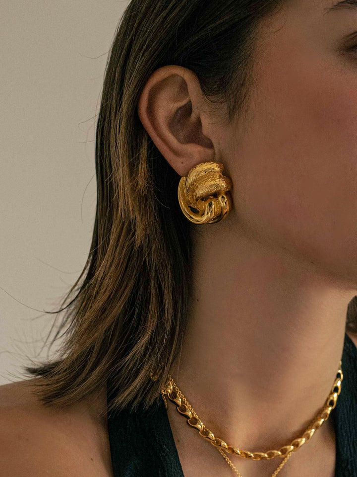 Twisted Mist Gold Earrings