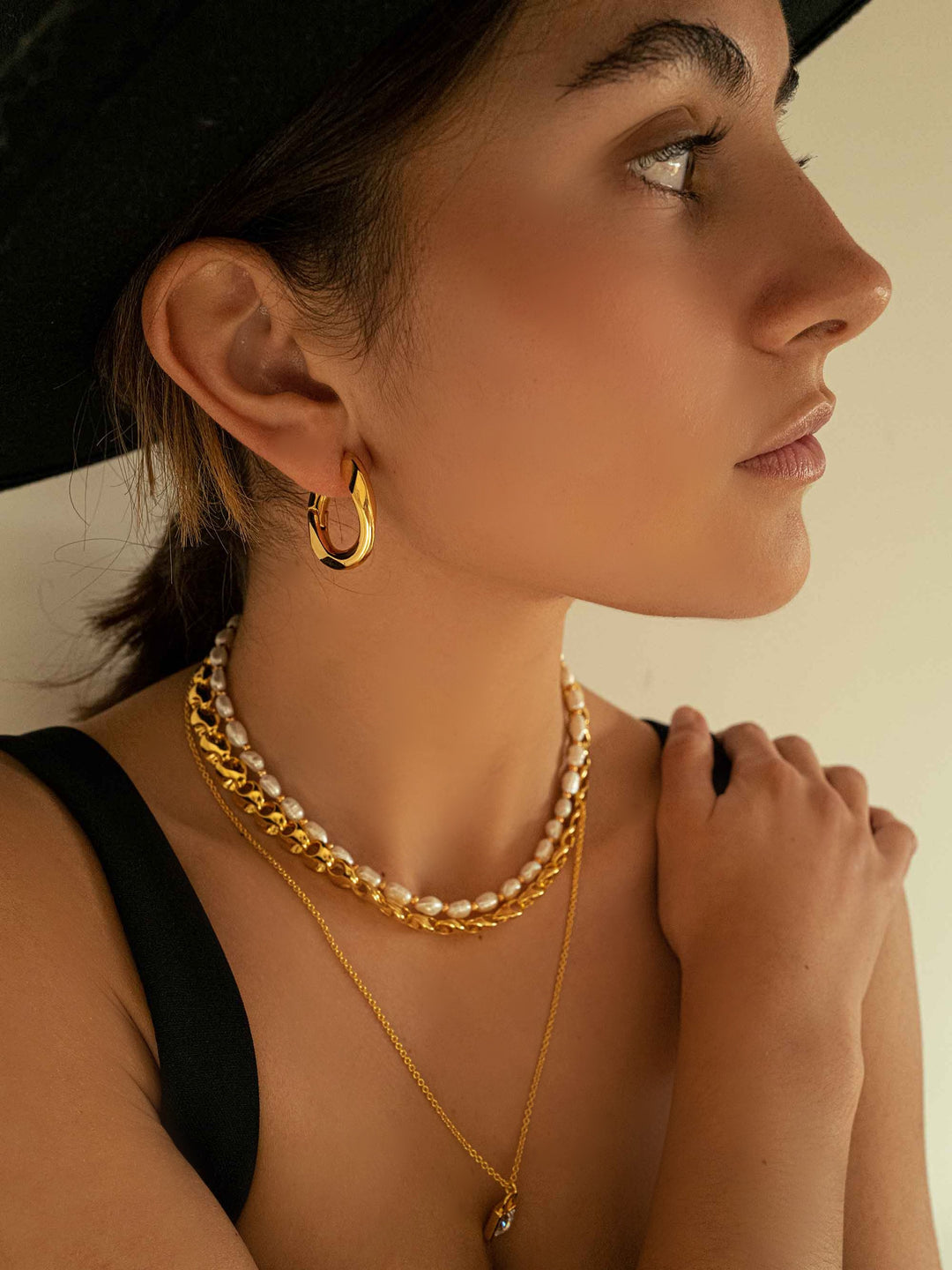 Whisper Oval Hoop Gold Earrings