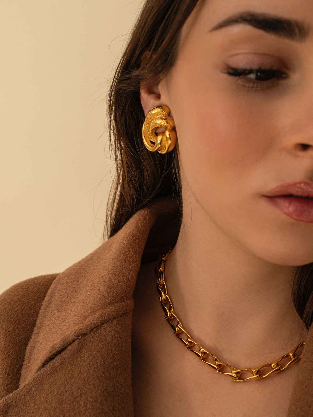 Twisted Mist Gold Earrings