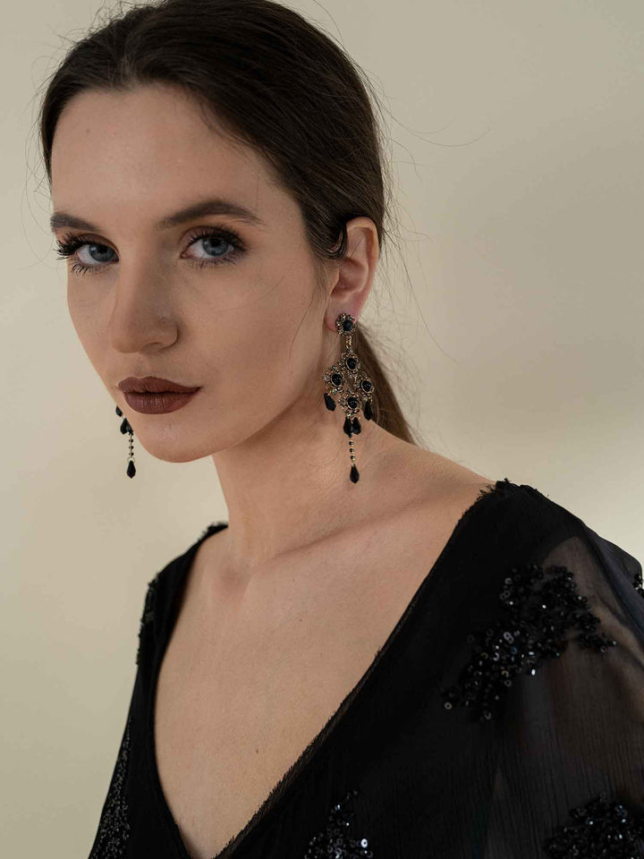 Elvina Baroque Floral Crystal Earrings