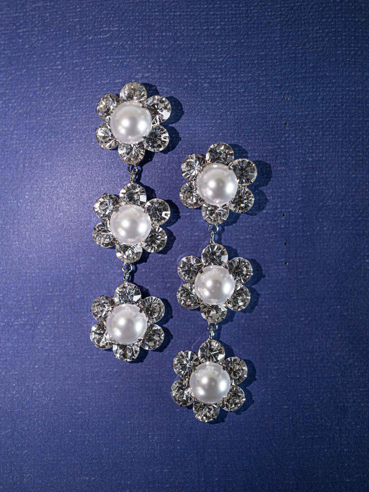 Gwen Floral Pearl Drop Earrings