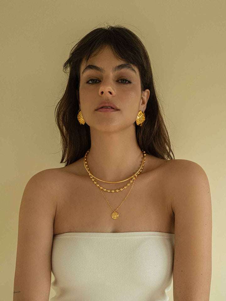 Vintage Striped Round Gold Earrings