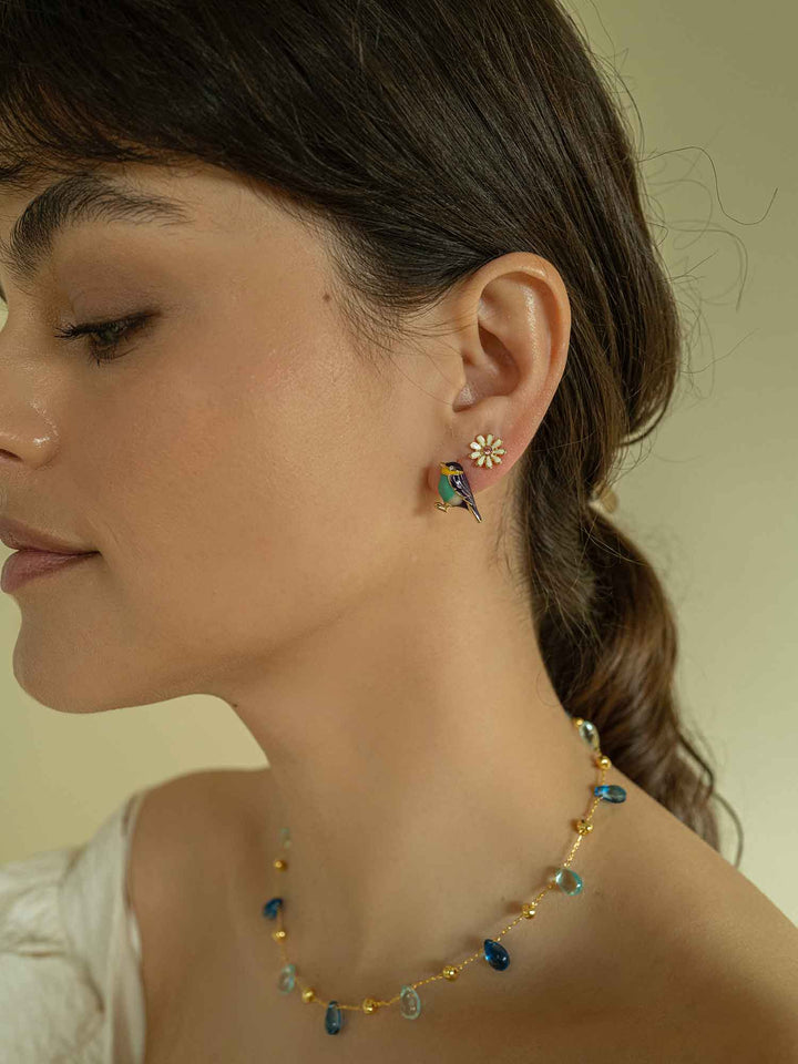 Bird and Flower Earring Set