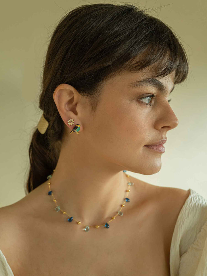Bird and Flower Earring Set