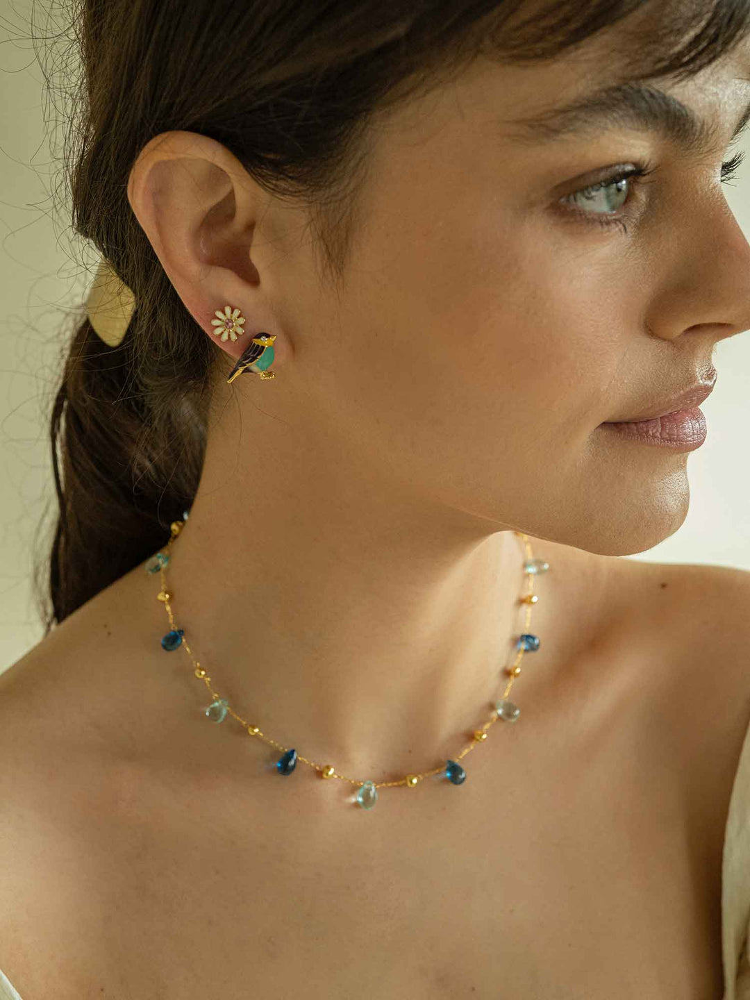 Bird and Flower Earring Set
