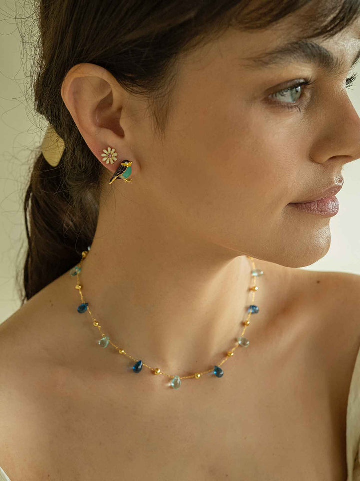 Bird and Flower Earring Set