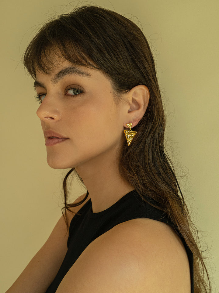 Geometric Triangle Gold Earrings