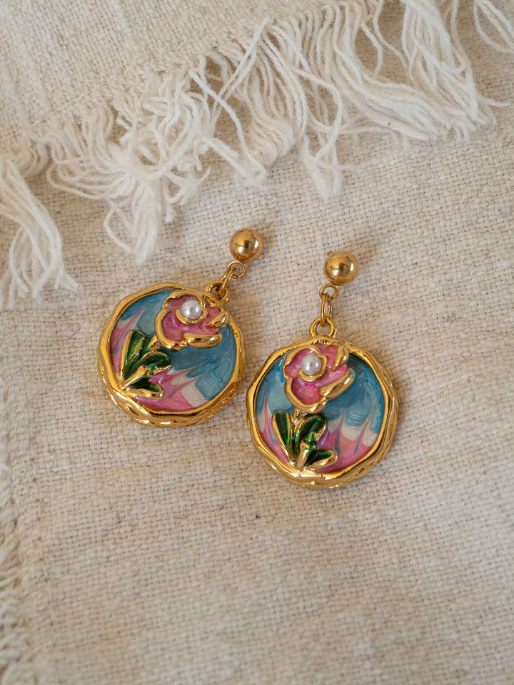 Orelia Enamel Bloom Earrings