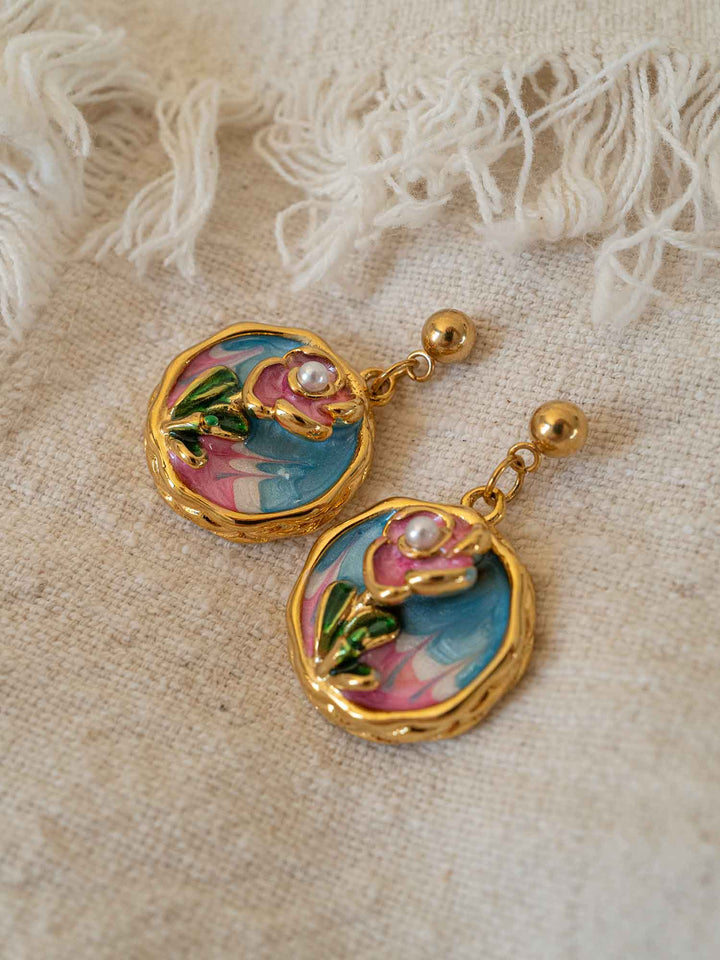 Orelia Enamel Bloom Earrings