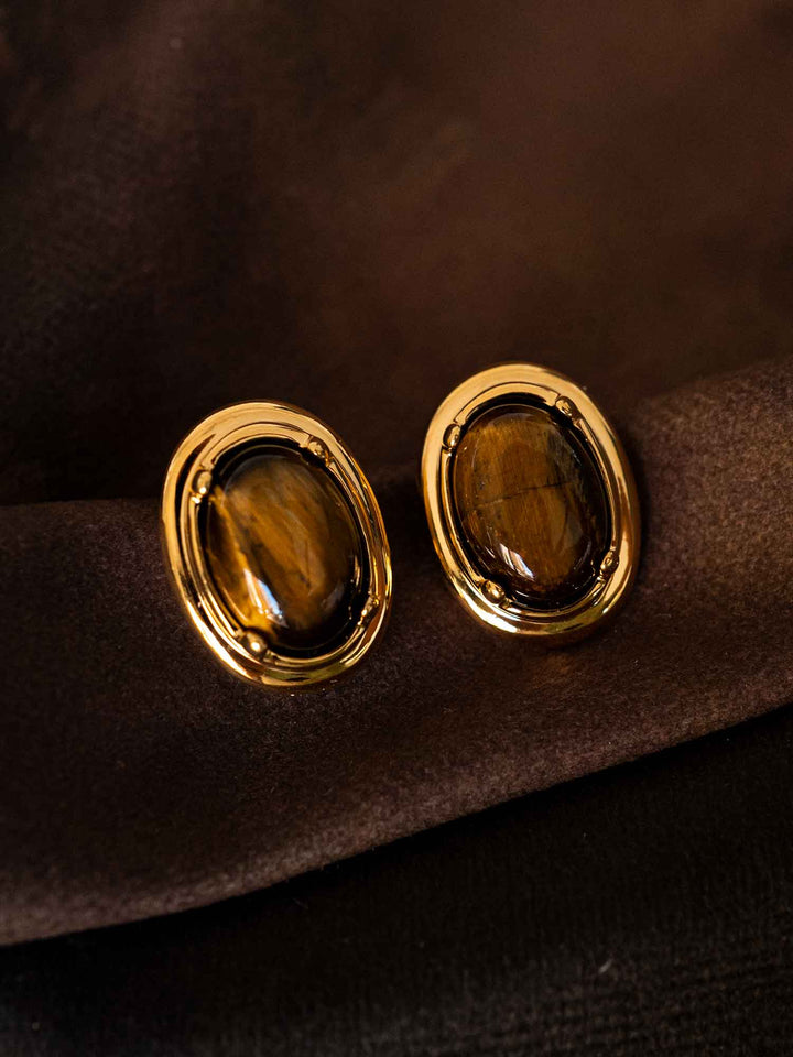 Nocturne Oval Stone Earrings