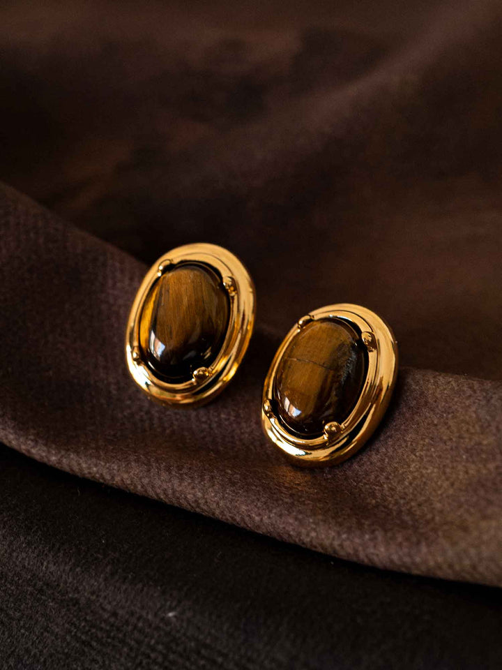 Nocturne Oval Stone Earrings