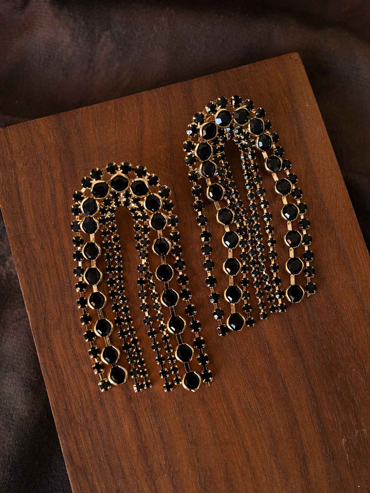 Vega Black Crystal Arch Earrings