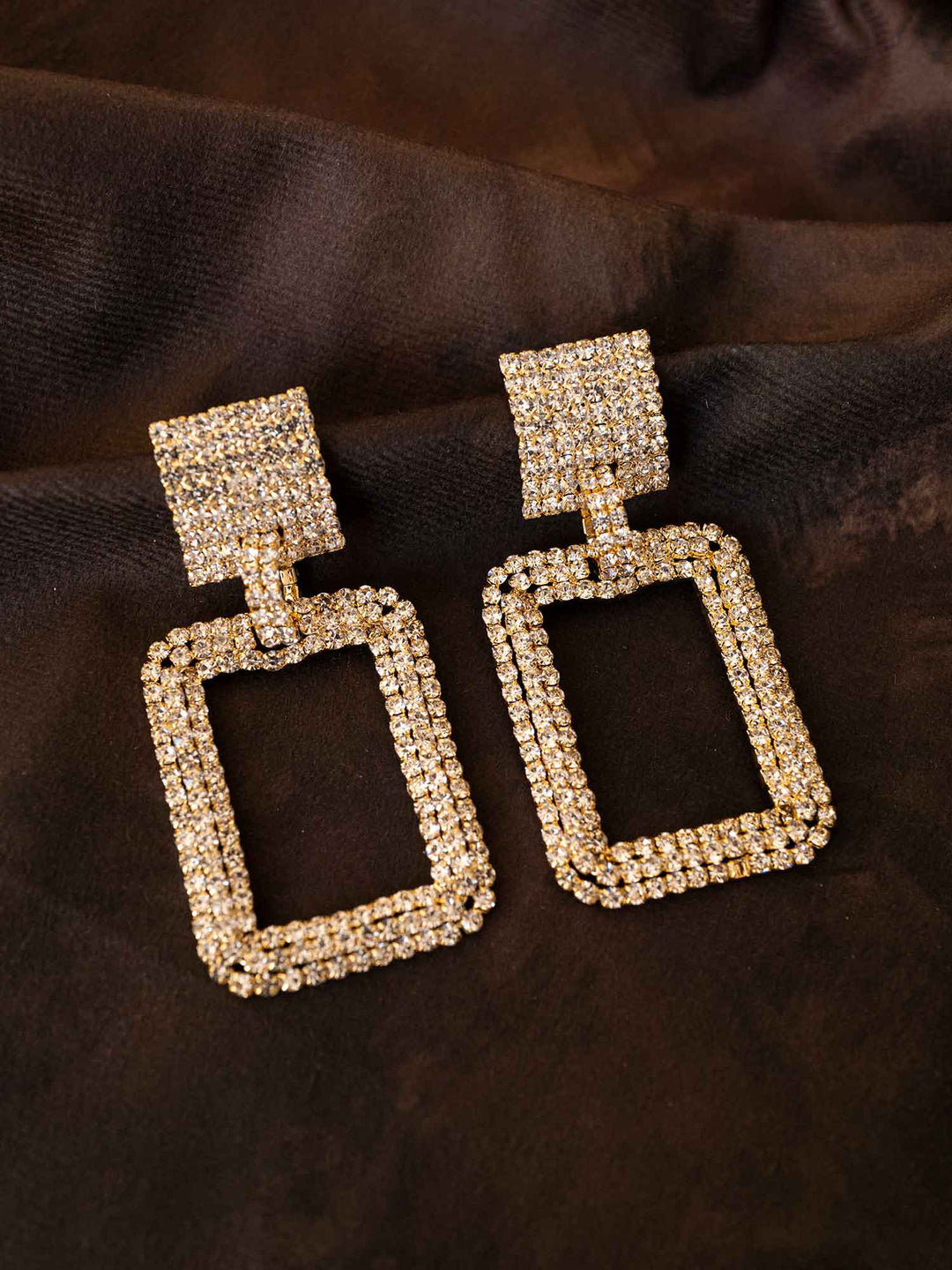 Shiloh Gold Rectangle Drop Earrings