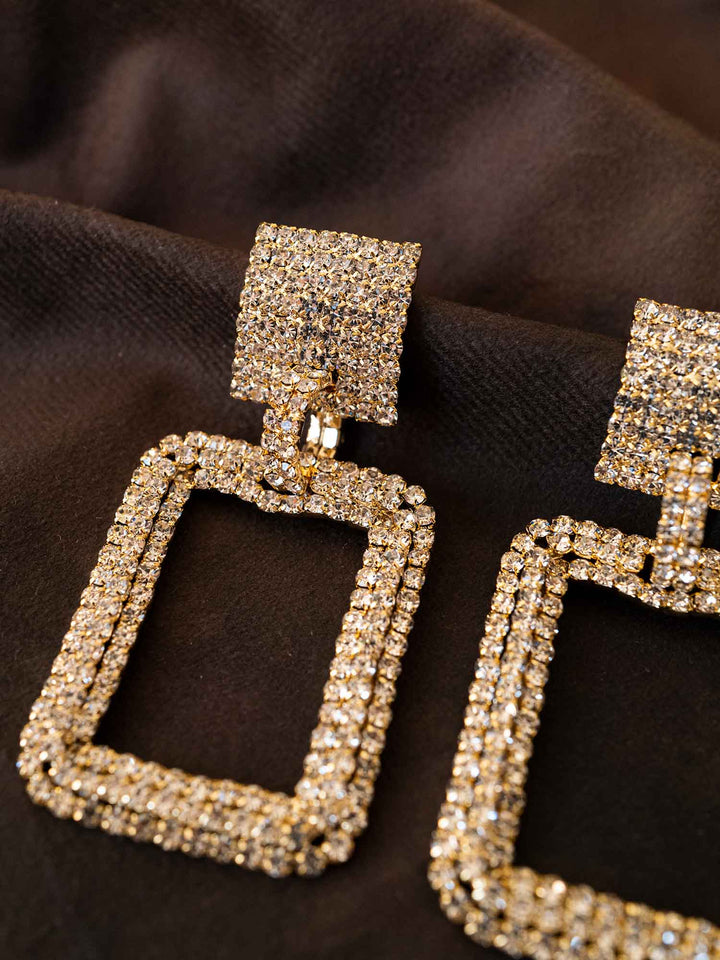 Shiloh Gold Rectangle Drop Earrings