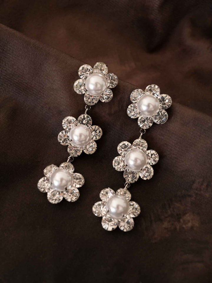 Gwen Floral Pearl Drop Earrings