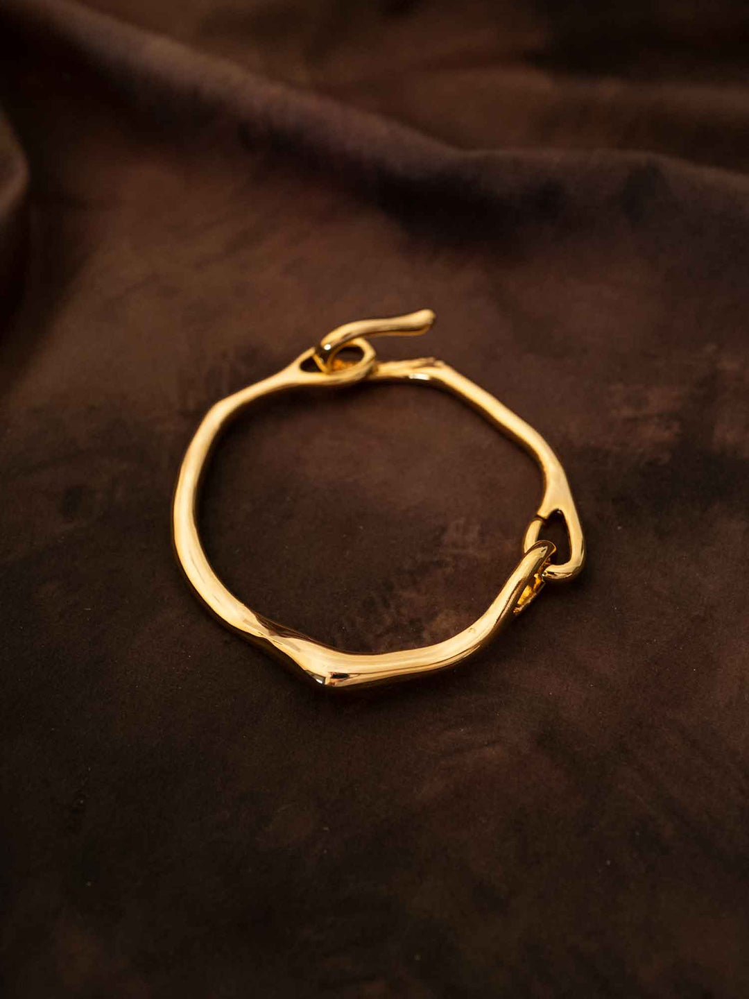 Irregular Hook Gold Hinged Bracelet
