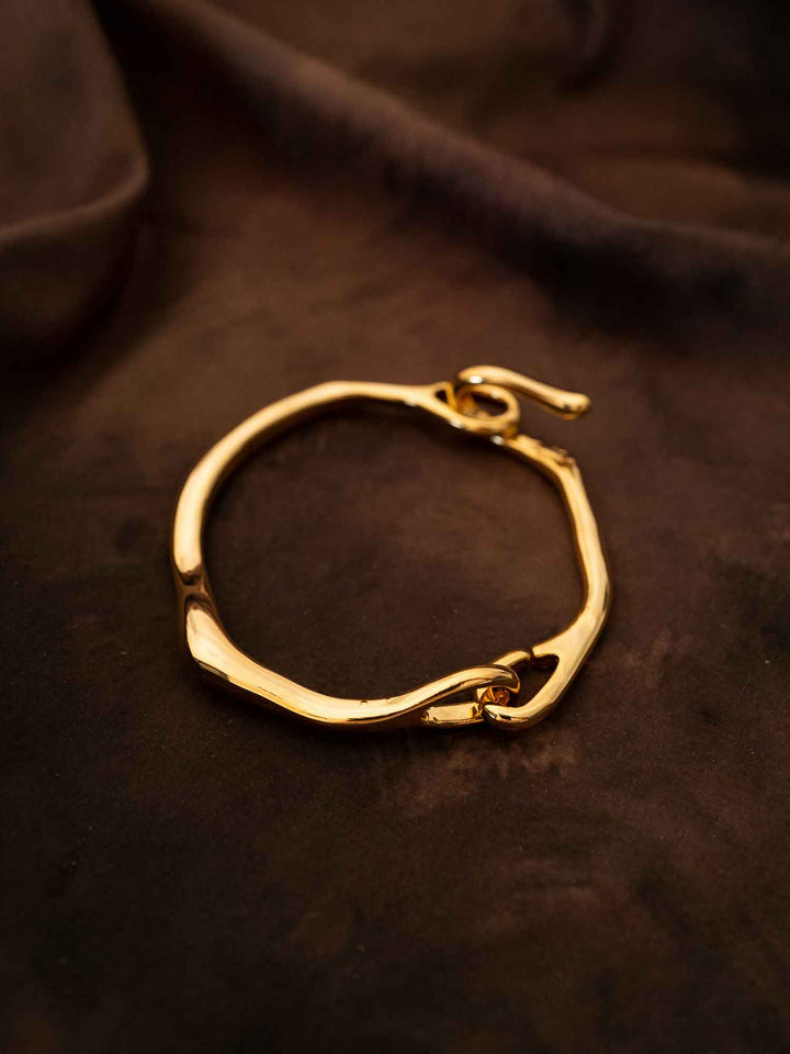 Irregular Hook Gold Hinged Bracelet
