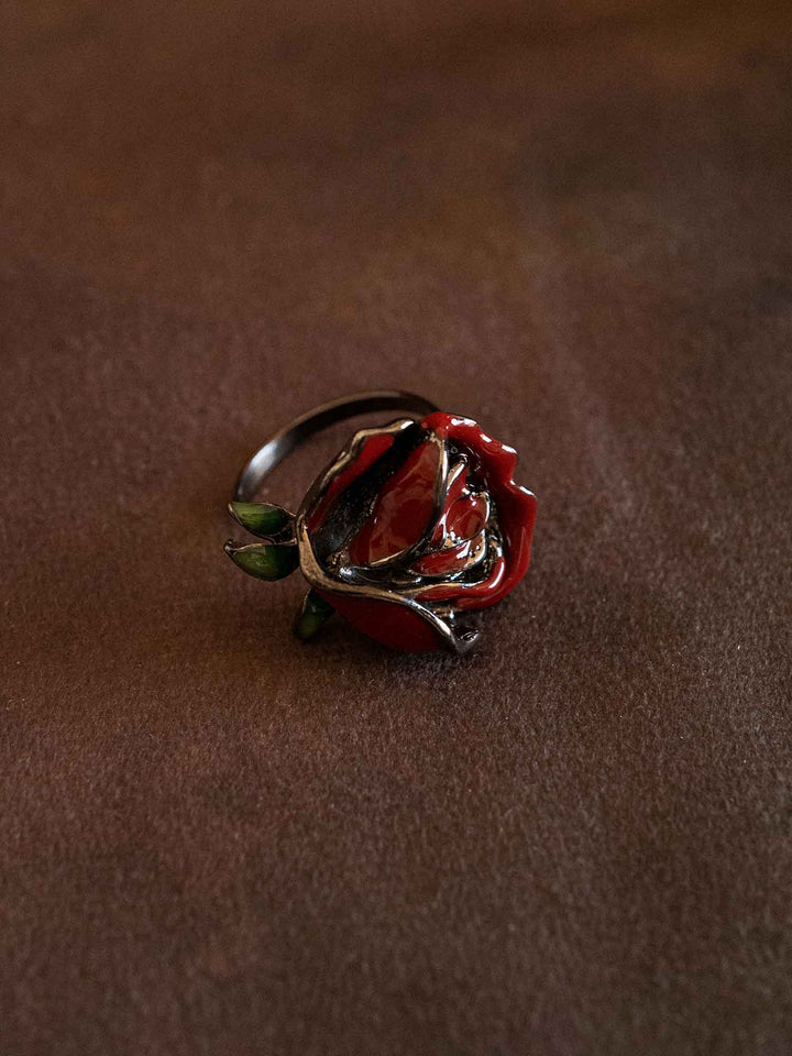 Rose Enamel Flower Ring
