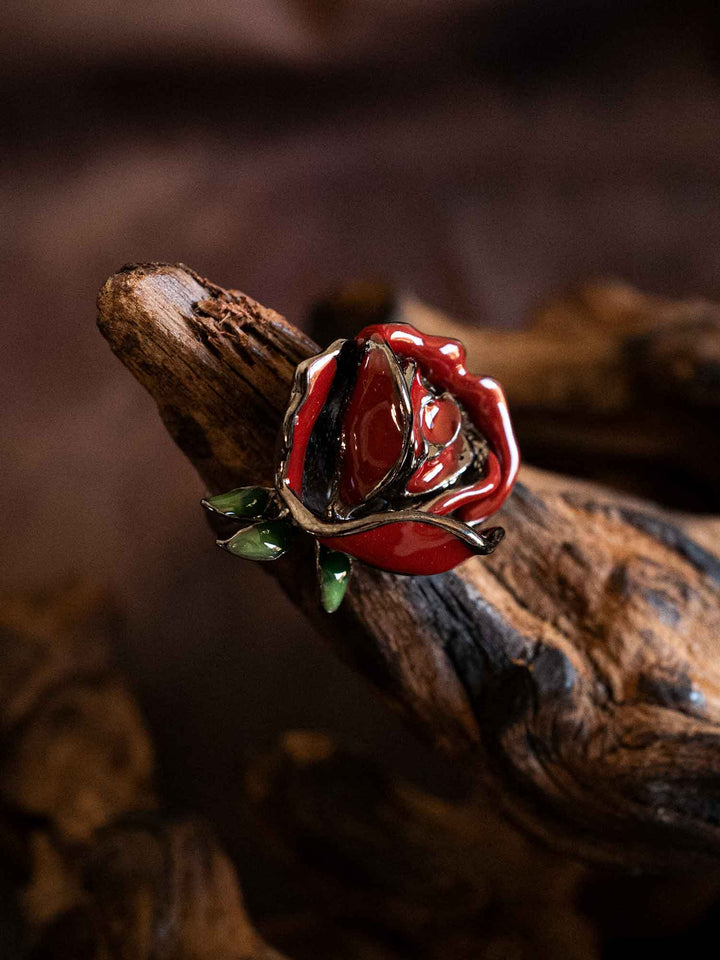 Rose Enamel Flower Ring