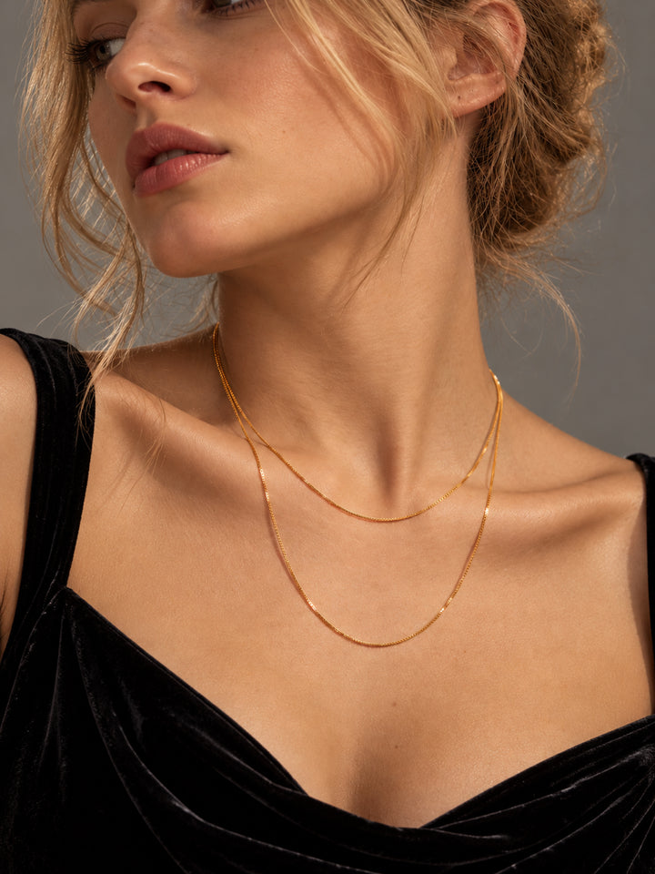 Lenora Double Box Chain Necklace - view 2