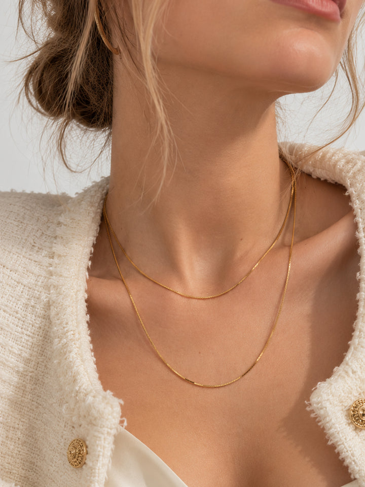 Lenora Double Box Chain Necklace - view 5