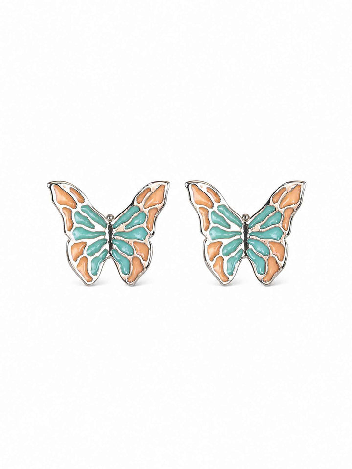 Pendientes de mariposa de esmalte Lucy en plata