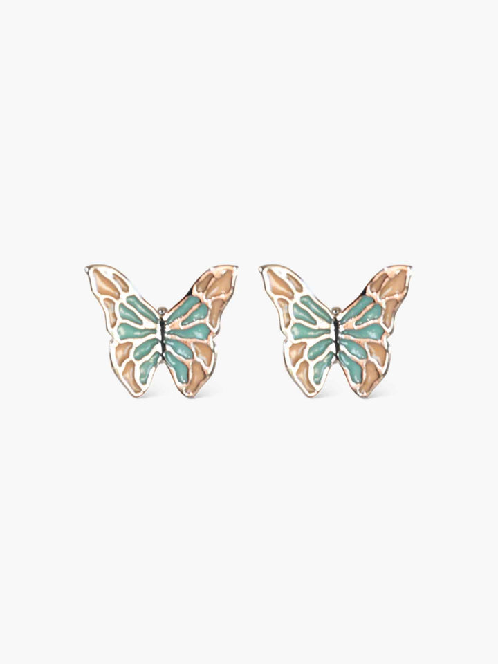 Lucy Enamel Butterfly Earrings Silver