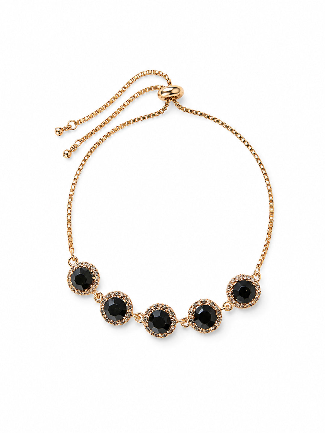 Nalini black crystal bracelet with gold-plated chain
