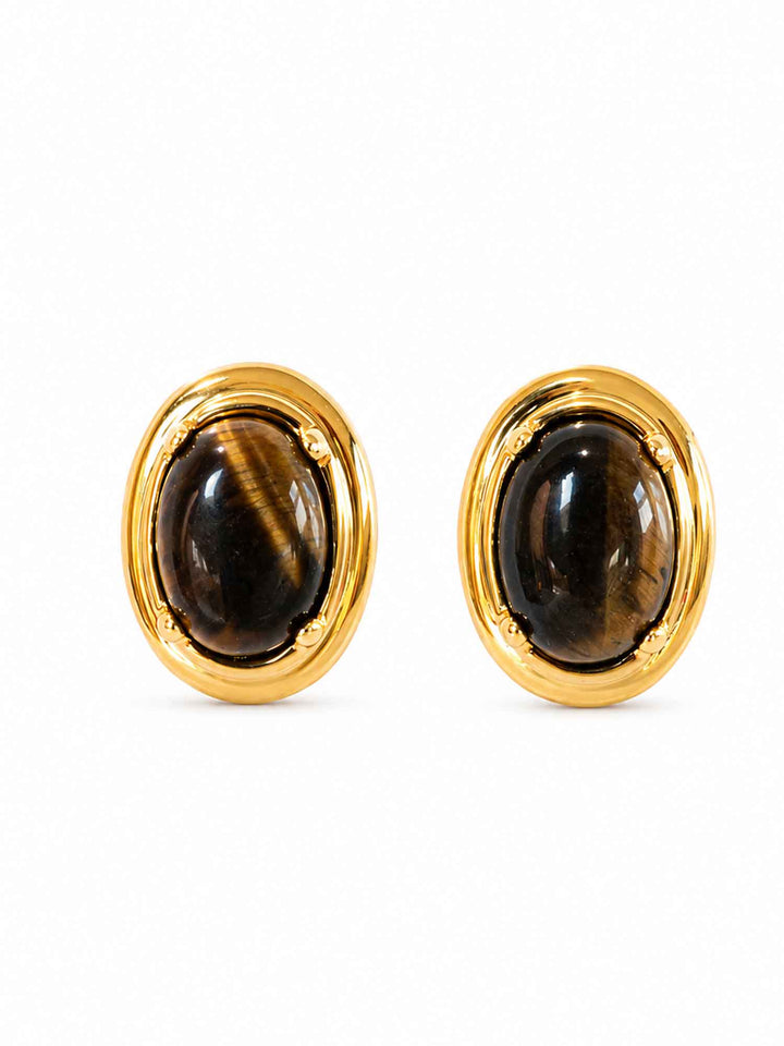 Nocturne Oval Tiger Eye Stone Earrings