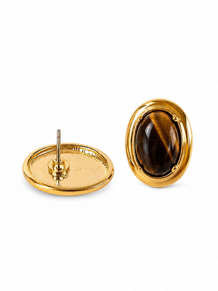 Nocturne Oval Tiger Eye Stone Earrings
