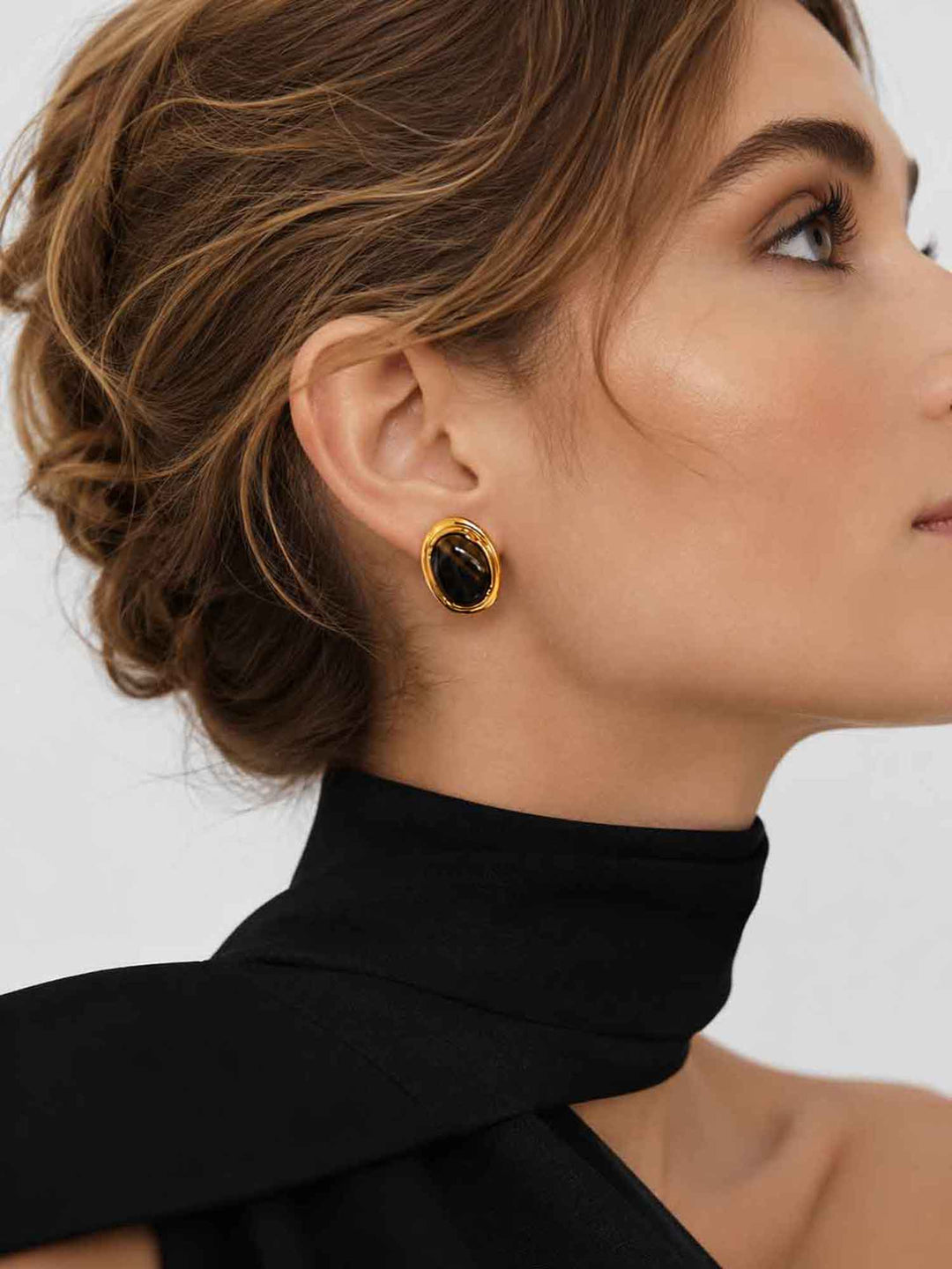 Nocturne Oval Tiger Eye Stone Earrings