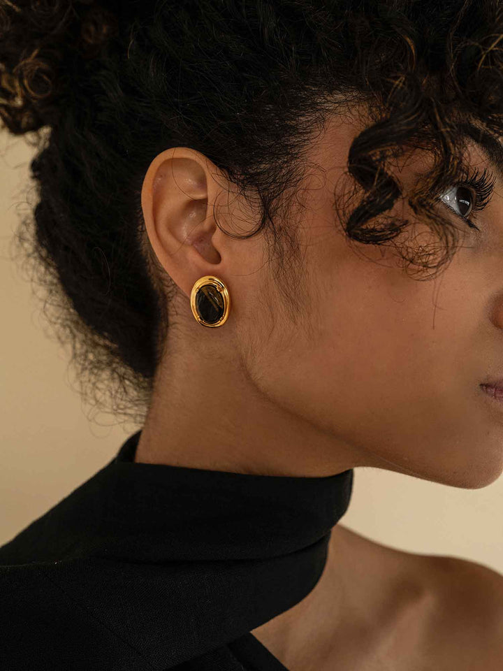 Nocturne Oval Stone Earrings