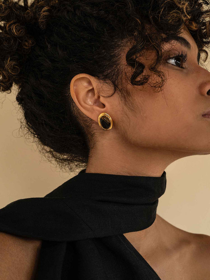 Nocturne Oval Stone Earrings