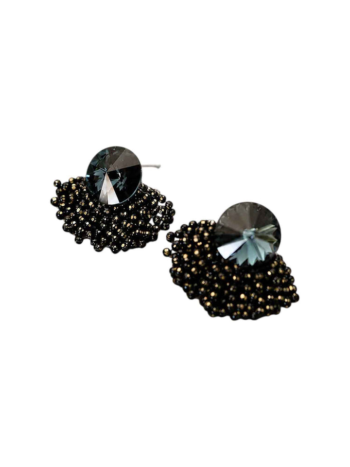 Noir Handcrafted Crystal Beaded Earrings