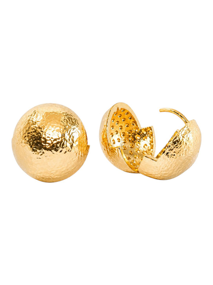 Oleana gold-plated stud earrings with openwork back detail