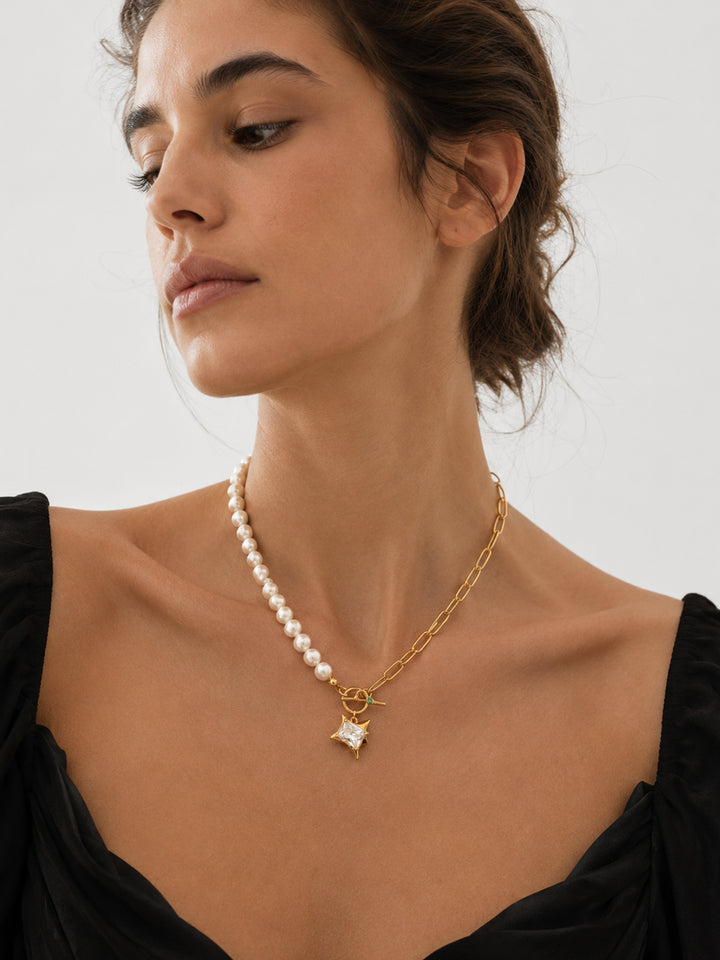 Oriana Pearl Star Necklace