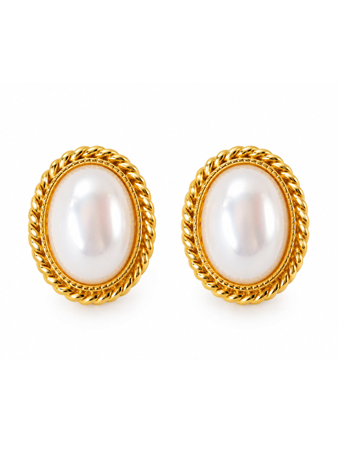 Ottilie Oval Pearl Stud Earrings - product view