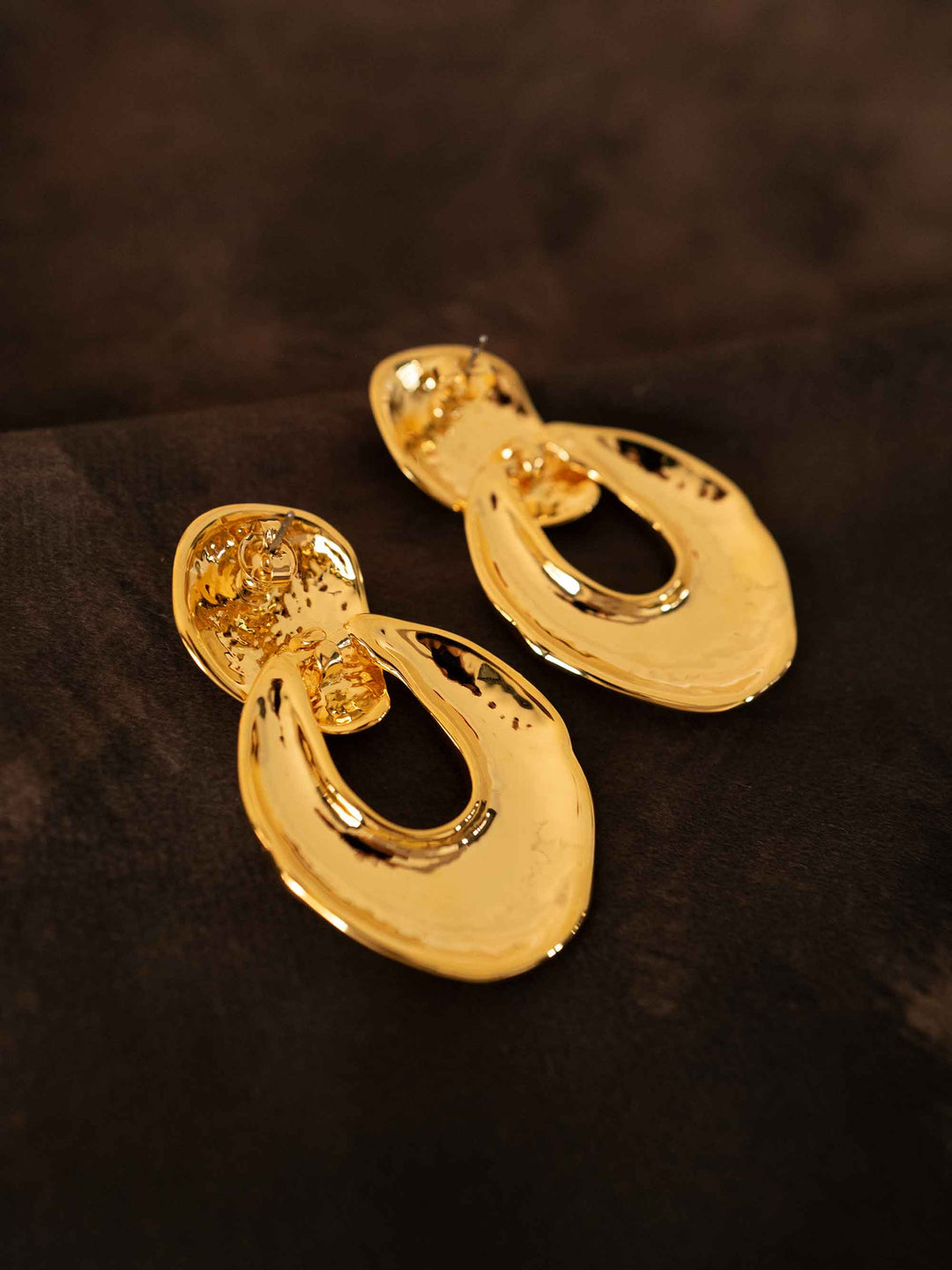 Irregular Oval Gold Earrings