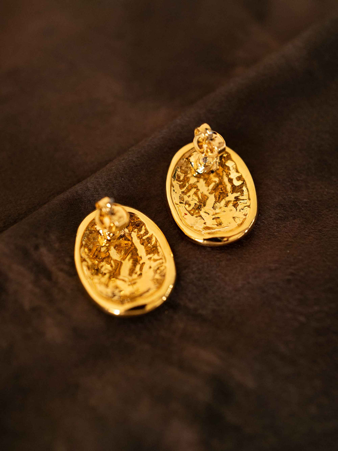 Red Wave Gold Earrings